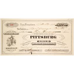 Pittsburg Gold Mining Company Stock Certificate
