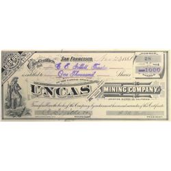 Uncas Mining Co. Stock Certificate