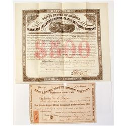 Maryland Mining Stock Certificate & Bond