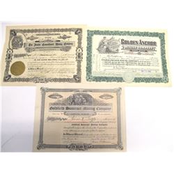 Goldfield & Tonopah Mining Stock Certificate Group