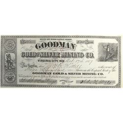 Goodman Gold & Silver Mining Co. Stock Certificate, Devil's Gate District