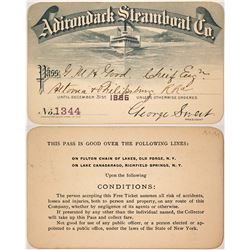 Adirondack Steamboat Co. Annual Pass, 1886