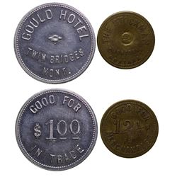 Two Madison County Tokens from Sheridan and Twin Bridges.