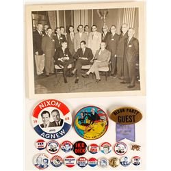 Richard Nixon Autographed Photo and Buttons