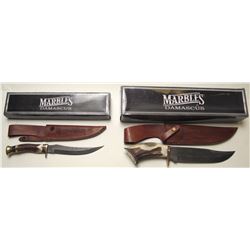 Two Marbel's Damascus Bowie Knives