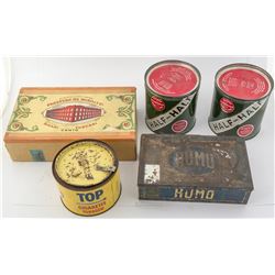 Tobacco Tins (4) and a Cigar Box