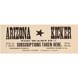 Tombstone, Arizona Newspaper Advertising Card