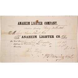 Rare Billhead for the Anaheim Lighter Co., Anaheim Landing, 1866