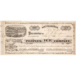 Peoples Ice Company Stock Certificate, Boca, CA 1877