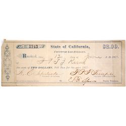 Los Angeles, California State Poll Tax Receipt 1877