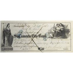 Sacramento City Bank Certificate of Deposit, 1854