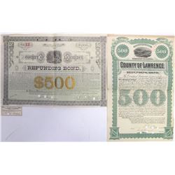 Two Different 1880s Lawrence County, Dakota Territory Bonds