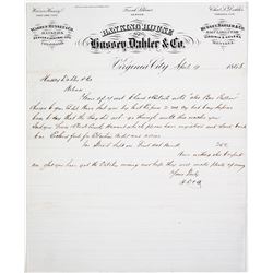 Letter from Banking House of Hussey, Dahler & Co.