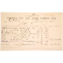 Receipt from Virginia City & Alder Express Line