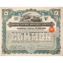 British Columbia Breweries Limited Stock Certificate