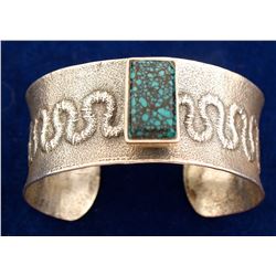 Tufa Cast Turquoise Sterling Bracelet