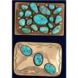 Silver and Turquoise Belt Buckles