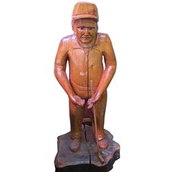 Golfer with Golf Club Wood Carving