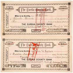 Eureka County Bank Stock Certificates