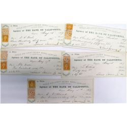 Five Gould & Curry Mining Co. Checks ("Dripping Letters" Style)