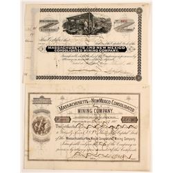 Massachusetts & New Mexico Mining Stock Certs. (2)