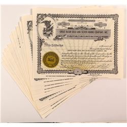 Great Basin Gold and Silver Mining Company, Inc. Stock Certificates (14)