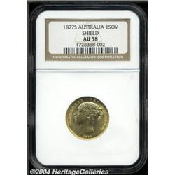 Victoria gold Sovereign 1877-S Shield,