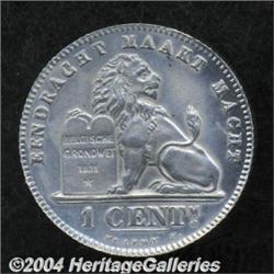 Leopold II Aluminum Pattern Centime 1882,