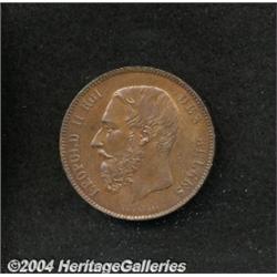 Leopold II 5 Franc Size Mint Visit in Copper 1892,