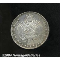 Republic. Boliviano 1867-FE,
