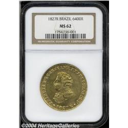 Pedro I gold 6400 Reis 1827-R,