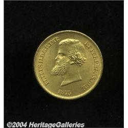 Pedro II gold 10,000 Reis 1875,