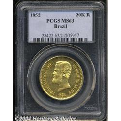 Pedro II gold 20,000 Reis 1852,