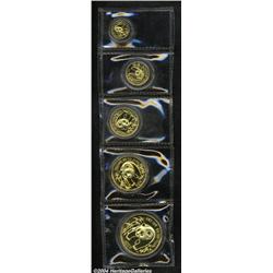Peoples Republic Five-piece Gold Panda Proof Set 1986 including: