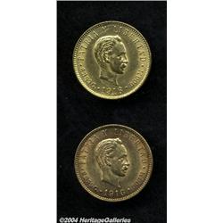 Republic. Gold 5 Pesos 1916 - Pair,