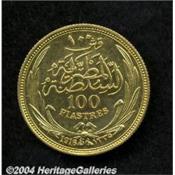 British Protectorate. Gold 100 Piastres (Pound) 1916,