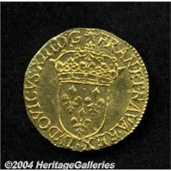 Louis XIII gold Ecu D'Or au Soleil 1635-B,