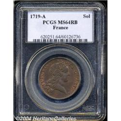 Louis XV. Sol au buste enfantin 1719-A,