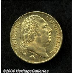 Louis XVIII gold 20 Francs 1818-A,