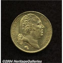 Louis XVIII gold 20 Francs 1824A,