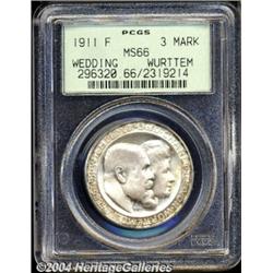 Wurttemberg. Wilhelm II 3 Mark 1911F,