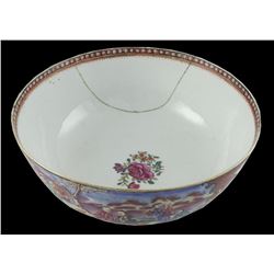 Large 18thc Qianlong Famille Rose Mandarin Bowl