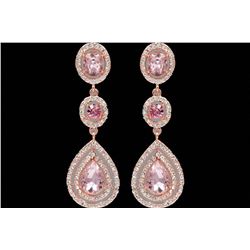 Pink Czech Crystal & Rhinestone Rose Gold Plate Earrings