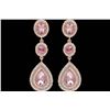 Image 1 : Pink Czech Crystal & Rhinestone Rose Gold Plate Earrings