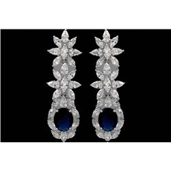 Sapphire Czech Crystal Floral Drop Earrings
