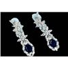 Image 3 : Sapphire Czech Crystal Floral Drop Earrings