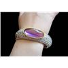 Image 1 : Purple Crystal Bracelet Hinged Bangle Rhinestone Goldtone