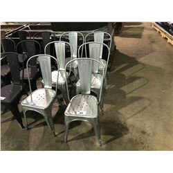 SET OF 3 GALVANIZED METAL INDOOR / OUTDOOR BISTRO / PATIO CHAIRS