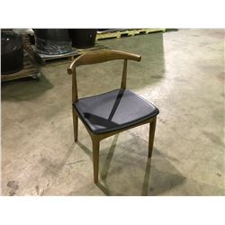 SET OF 4 BENT WOOD BACK AND LEATHER SEAT DINING ROOM CHAIRS