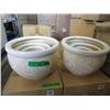 Image 1 : 2 New 4 Piece Cream & White Ceramic Plant Pot Sets